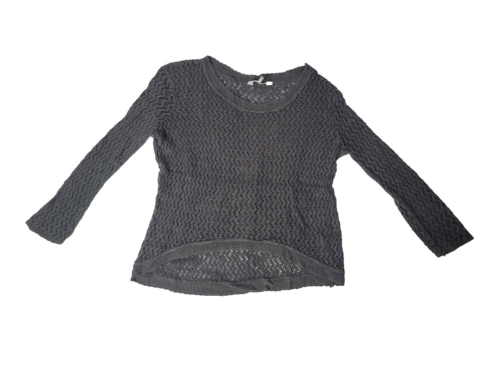Kirra Womens XS Gray Open Knit High Low 3/4 Sleeve Layering Sweater